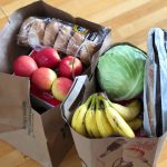 paper bags full of fresh groceries