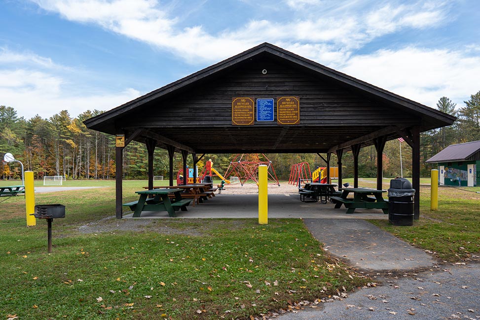 playground with covered picnic area
